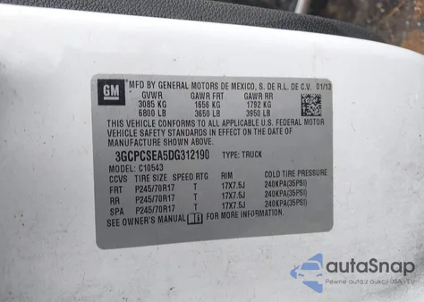 2013 Chevrolet Silverado 1500 Lt from USA, damaged, VIN 3GCPCSEA5DG312190